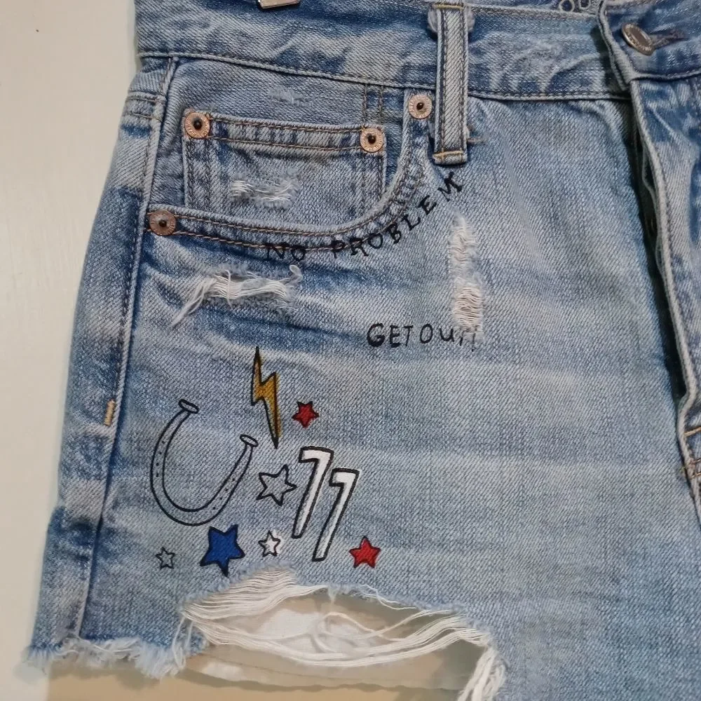 American Eagle Outfitters Sz. 6 Blue Vintage Hi-rise Festival Short
